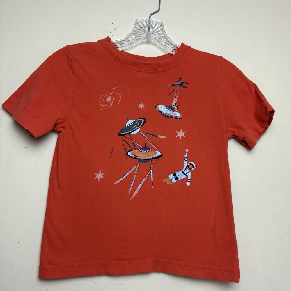 Hanna Andersson Space Themed Orange Cotton T-Shirt Short Sleeves Size Boy‎ US 5